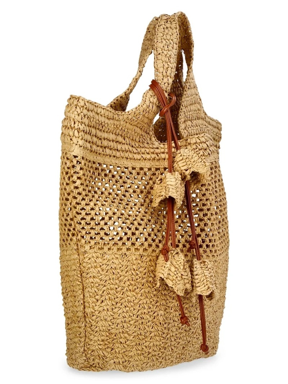 Time and Tru Women's Straw Tulip Tote Bag NWT - Picture 3 of 4